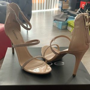 Bebe nude heel, size 9, rhinestones, new with box